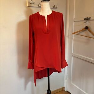 Catherine Malandrino Orange Blouse Hi Low sz M